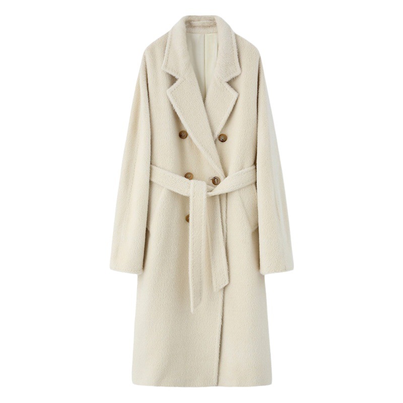 Abrigo Largo de Lana de Alpaca Suri 100% para Mujer, Pelusa de Alpaca, Súper Grueso para Invierno