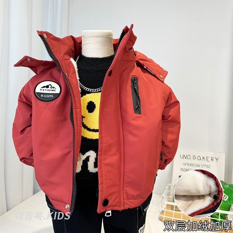 Boys' Thick Winter Cotton-padded Jacket, 2026 New Style, Trendy and Cool, Children's Casual Fleece-lined Warm Cotton-padded Coat, Baby Fashion Cotton-padded Jacket