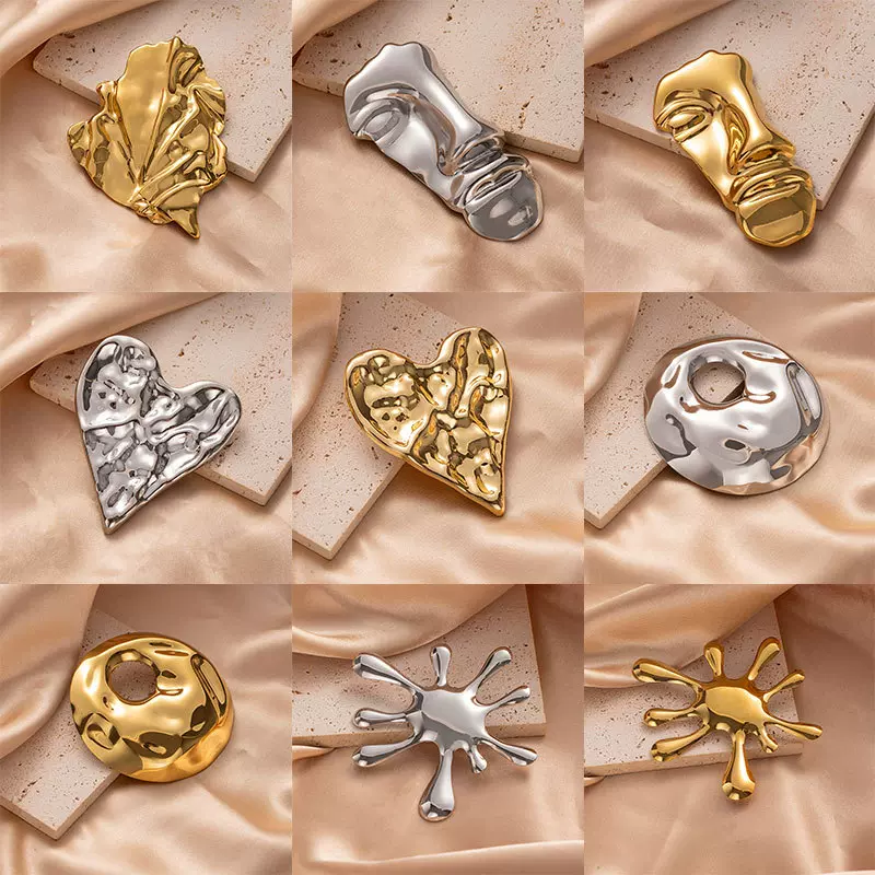 千呼万唤半边脸防走光不锈钢胸针合集欧美风万圣节肌理感钛钢别针