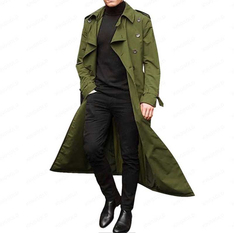 2023 cross-border AliExpress Amazon independent station European and American men's extended trench coat fashion casual coat men