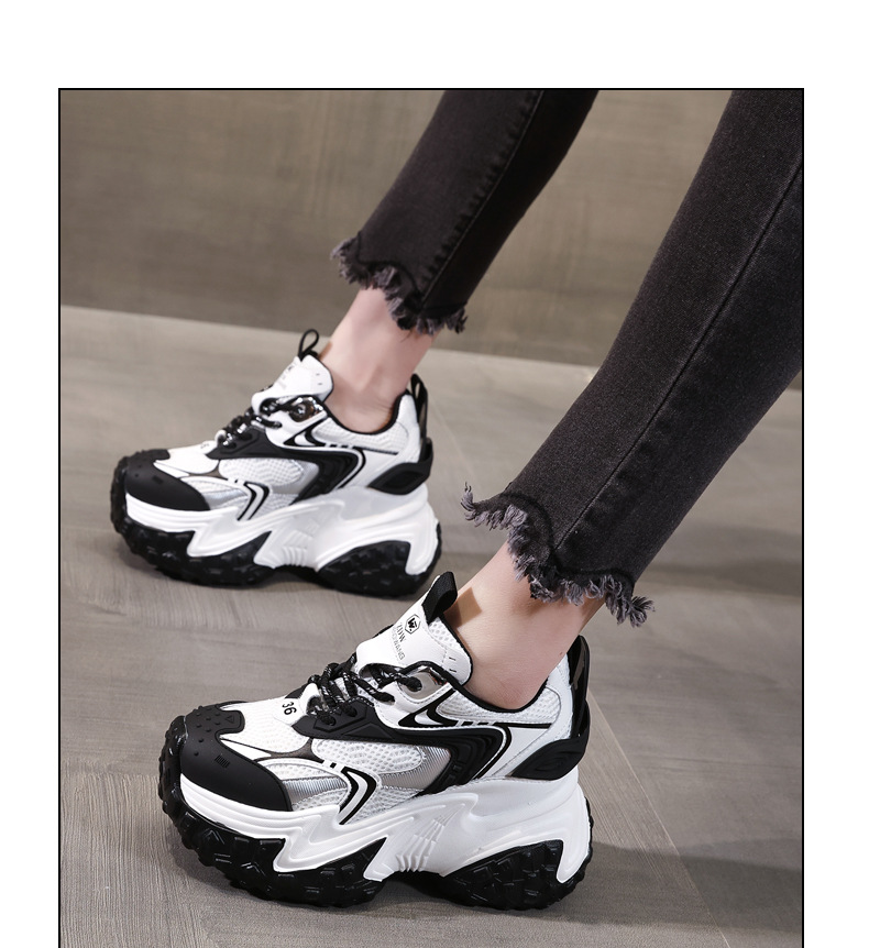 Giày sneaker nữ đế dày phối màu độn cao dáng người nhỏ lưới thoáng — Màu be chi tiết 15