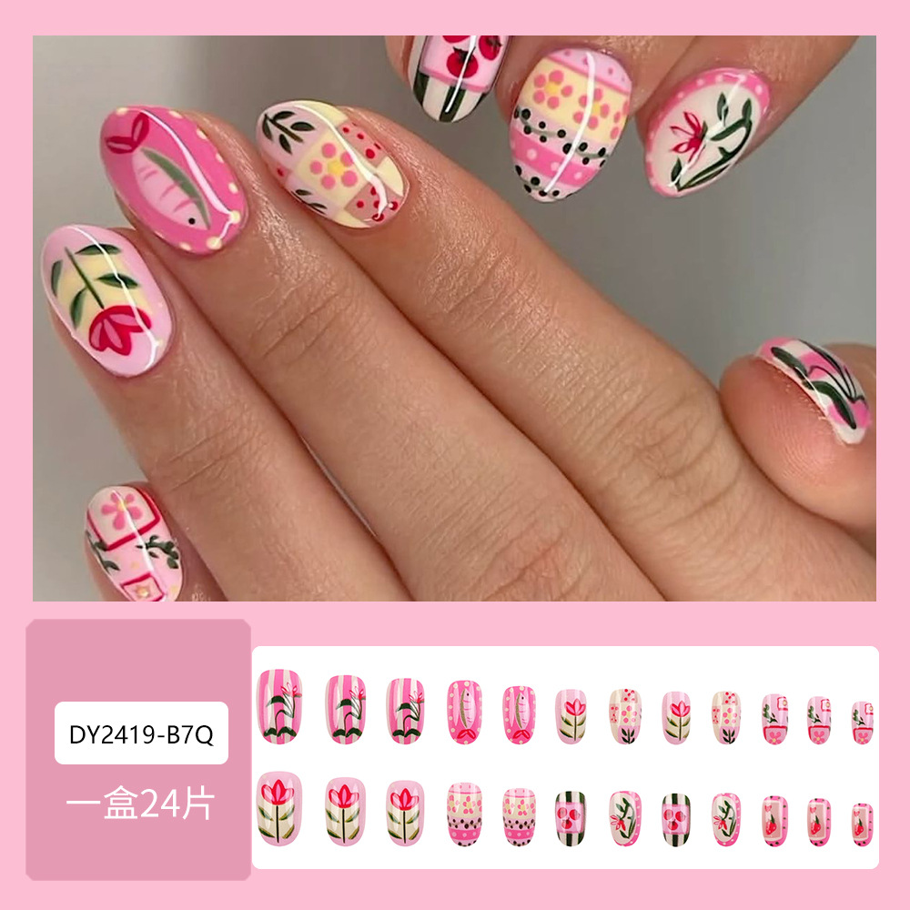 Desgaste de uñas falso transfronterizo de uñas de longitud media pieza de uñas desmontable pieza de uñas producto terminado uñas al por mayor