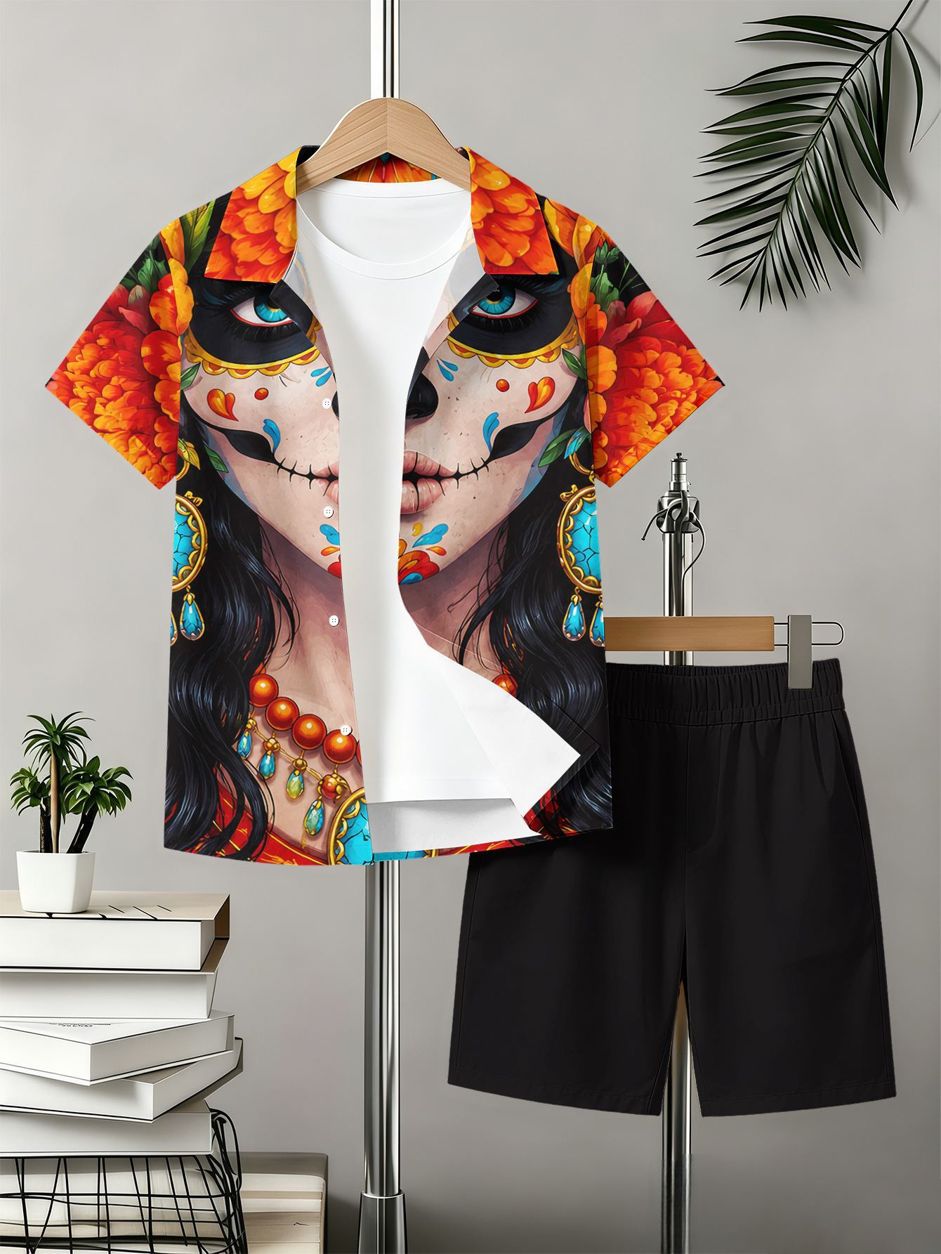 Zomer set voor jongens met overhemd en shorts met 3d print_voghion.com