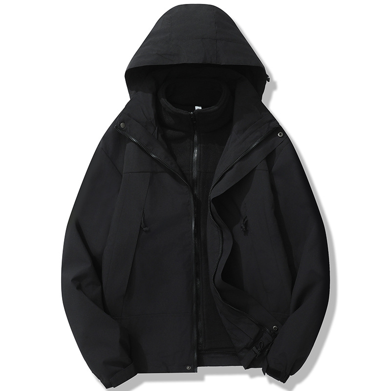 Chaqueta tres en uno para hombres y mujeres de otoño e invierno de lana a prueba de viento chaqueta cálida fábrica de ropa de Montañismo entrega en vivo