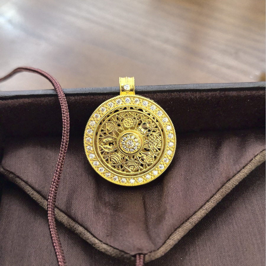 DZ222 Manhao Stone Eight Treasures Compass Gold Pendant Necklace…