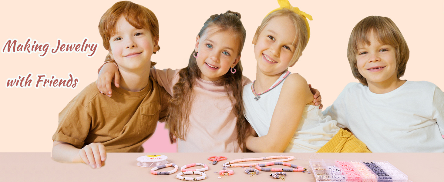 pink clay beads for bracelets making