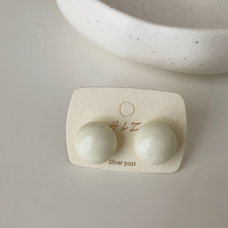 925 실버 바늘이 달린 대형 흰색 귀걸이