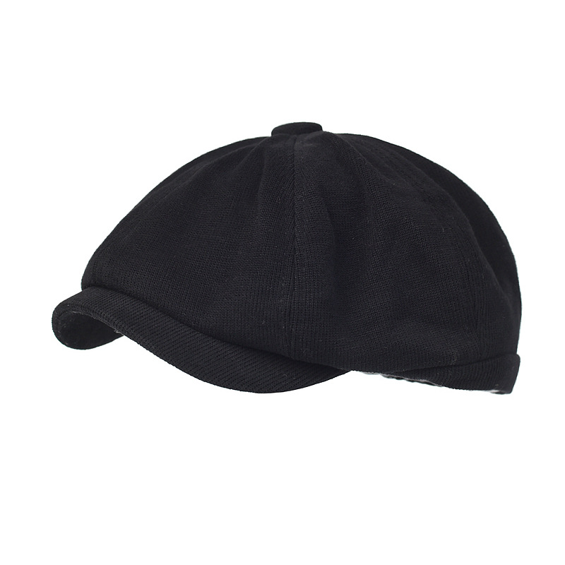 Nuovo cappello ottagonale da uomo e da donna retrò britannico berretto lavorato a maglia versione coreana trendy casual versatile cappello da strillone berretto a becco d'anatra per bambini_voghion.com