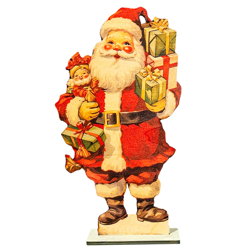 現物レトロクリスマス装飾品木製漫画サンタクロースショーウインドー置物クリスマス祭りパーティー装飾|undefined