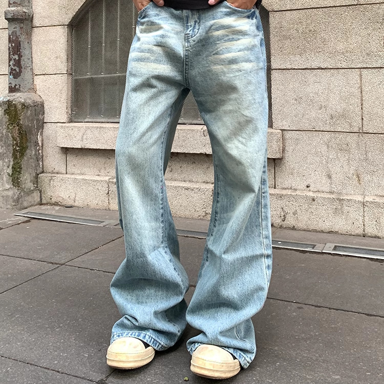 Cross-Border American Retro Distressed Ice Blue Slim Jeans for Men and Women, Loose Straight Legs, Versatile High Street Denim Cross-Border American Retro Distressed Ice Blue Slim Jeans for Men and Women, Loose Straight Legs, Versatile High Street Denim