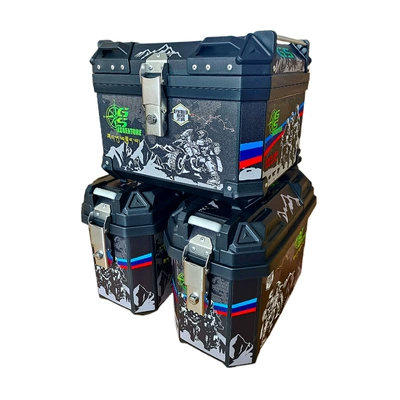 Electric car tail box — Storage Box - three-box-model-no-3-black-saddlebag-36l-47l-tail-box-mounting-bracket-tail-rack-model