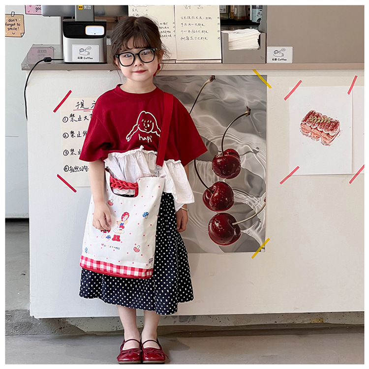Bolsos de hombro de dibujos animados japoneses para niños y niñas, bolsos de impresión de cuadrillas lindos para bebés, bolsos de gran capacidad para niños