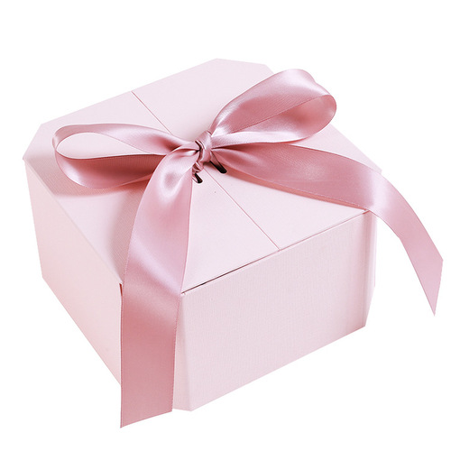 Pink hexagonal gift box gift box Valentine's Day lipstick gift box hexagonal wedding souvenir packaging
