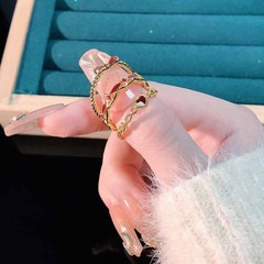 琺瑯滴油液態蝴蝶結開口戒指愛心小眾氣質冷淡風輕奢ins指環