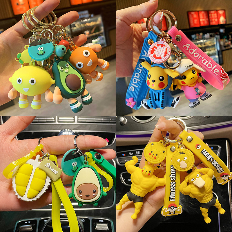 Pikachu Avocado Keychain Pendant Bag Keychain Decoration Toy Car Key Business Gift