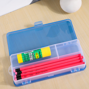 Frosted pp stationery box two-sided open student desktop storage pen box two-sided open pencil box multi-use creative plastic box