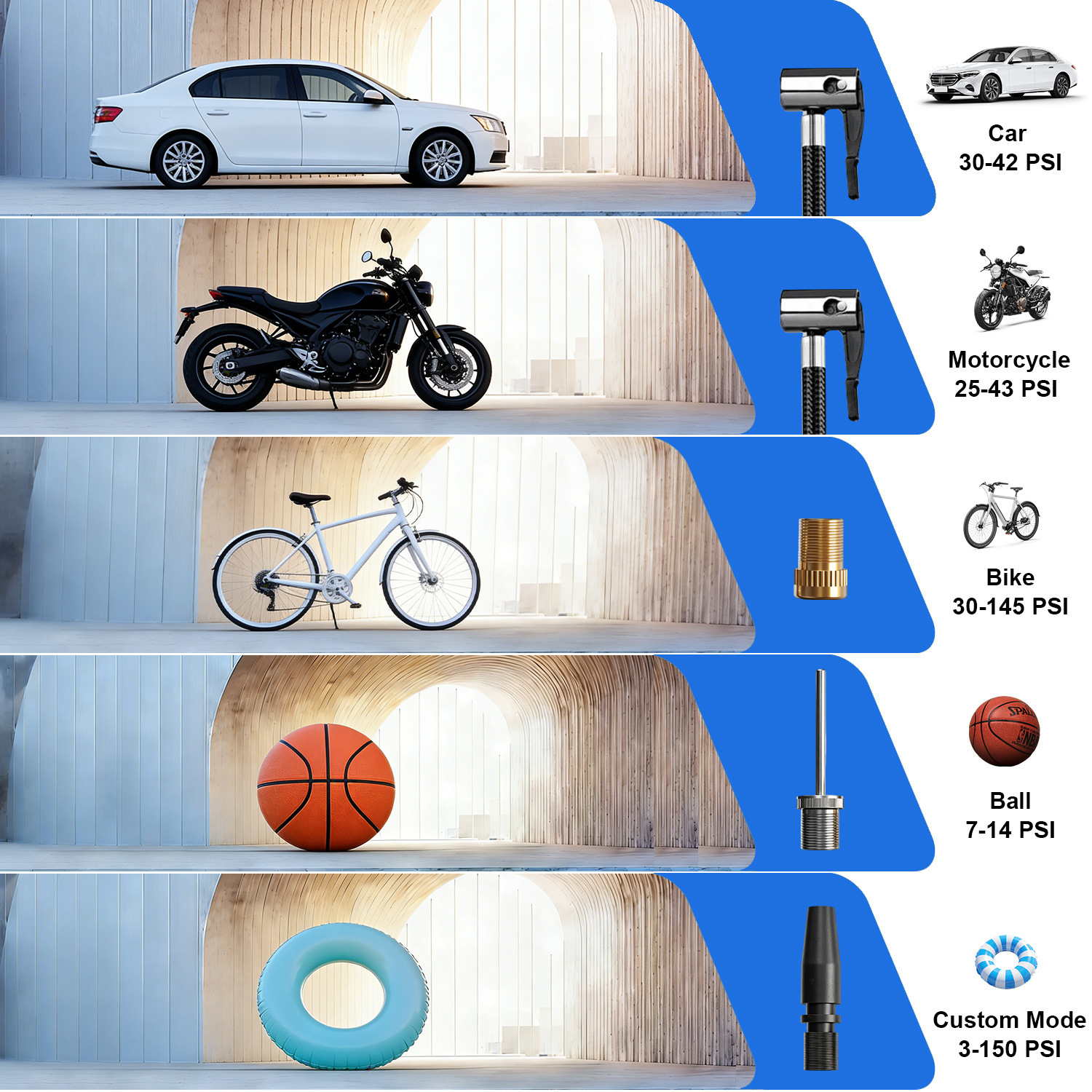 Portable Wireless Car Air Pump, Car-mounted Inflator, Electric Car Tire Inflator with Storage Compartment and Lighting