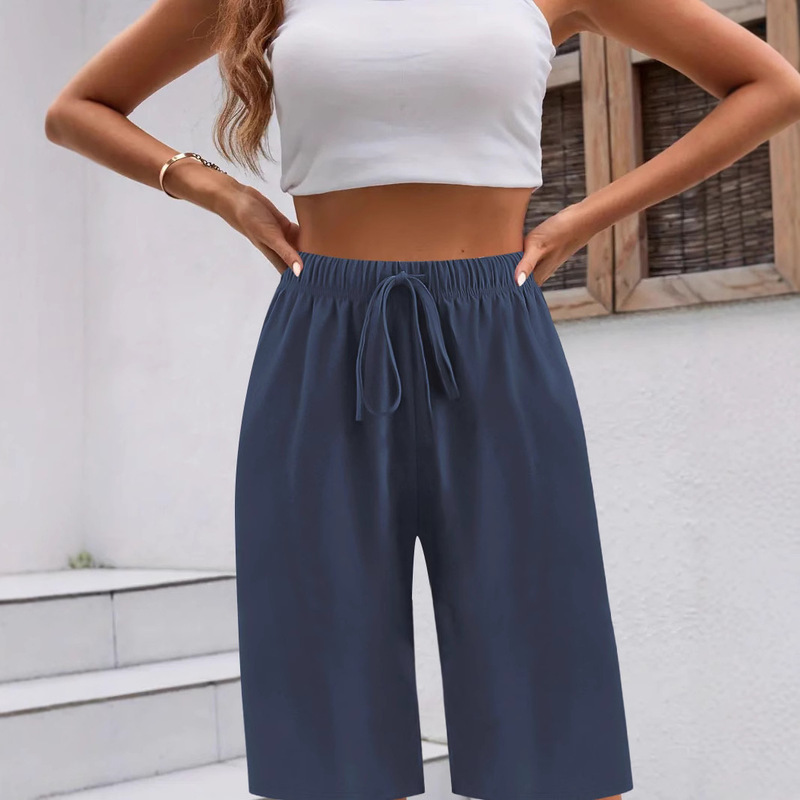 2025 Amazon Cross-Border Export Summer Straight Pants for Women Loose Casual Cropped Pants Women's Drawstring Straight Pants 2025 Amazon Cross-Border Export Summer Straight Pants for Women Loose Casual Cropped Pants Women's Drawstring Straight Pants