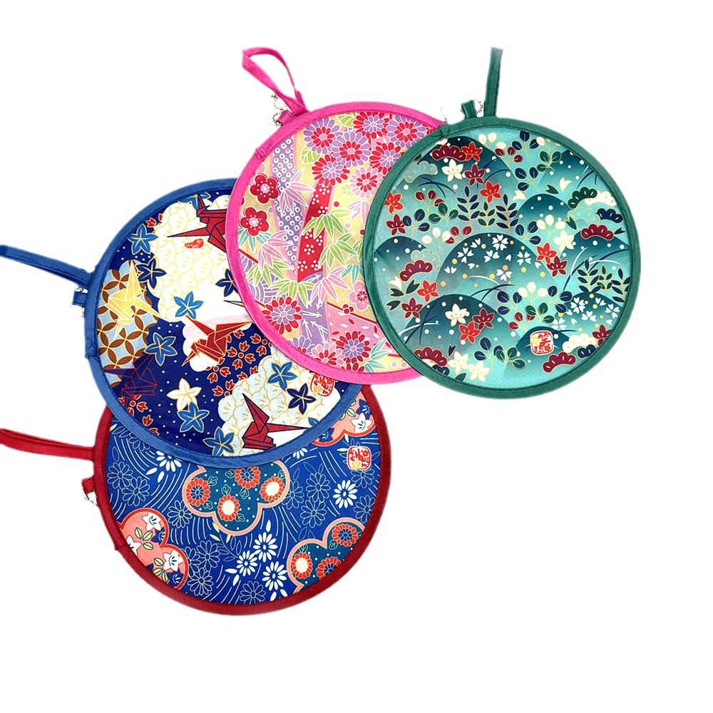 Ventilador redondo Ventilador plegable japonés # Ventilador de frisbee de playa para niños HF-20 Alambre de memoria de rebote lento