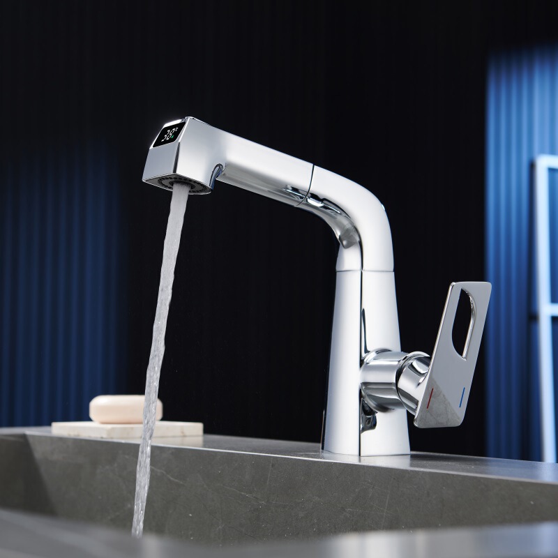 Kaiping Youjia Bathroom Digital Display Lifting and Pulling Basin Faucet Basin High-end Bathroom Cabinet Faucet 34000