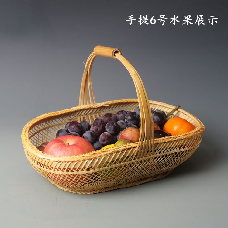 送料無料純粋な手作り竹バスケット野菜バスケット収納バスケットポータブルバスケット杭州ブルー中空フルーツ卵トゥーム|undefined