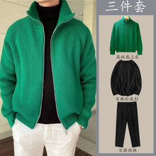 开衫毛衣男士秋冬季复古休闲立领针织外套ins潮牌痞帅毛线衣夹克