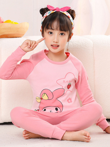 Boys' warm innerwear set pure cotton girls' autumn clothes autumn pants children's pajamas baby middle and small children cotton sweater