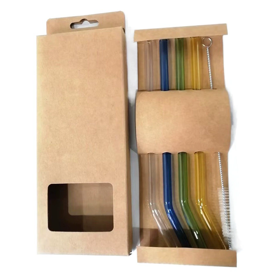 Набор из 4+1 стеклянных трубочек в бумажной упаковке, 8x200 мм, прозрачные, из высококачественного боросиликатного стекла, термостойкие, экологичные, в наличии, прямые поставки.