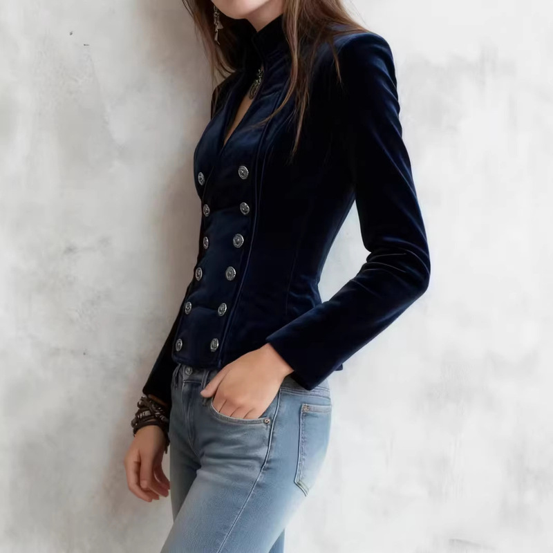 Women's Slim-Fit Jacket with Stylish Lapel and Double-Breasted Design, Versatile for Commuting and Casual Wear Women's Slim-Fit Jacket with Stylish Lapel and Double-Breasted Design, Versatile for Commuting and Casual Wear