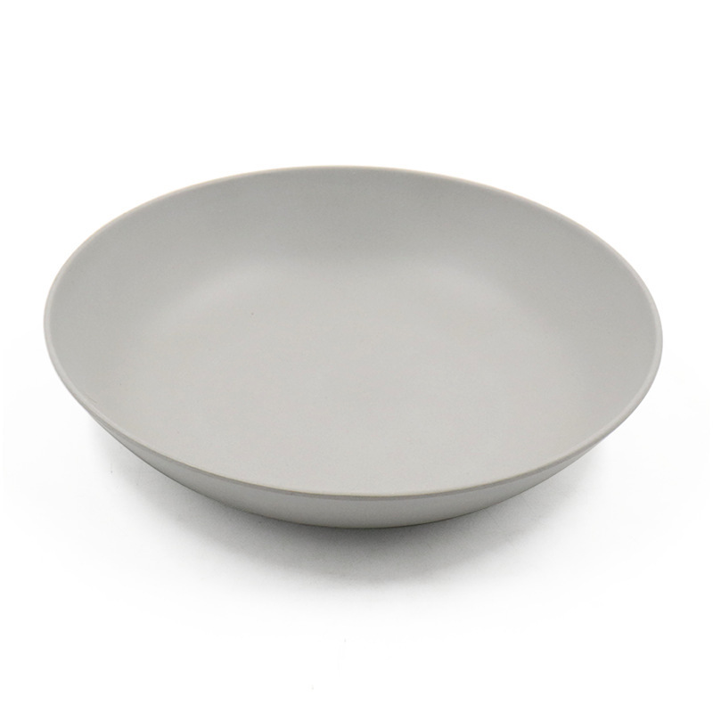 Japanese and Korean Creative Round Plate Solid Color Plate Family Party Meal Plate Soup Plate Deep Plate Bamboo Fiber Factory Direct Sale