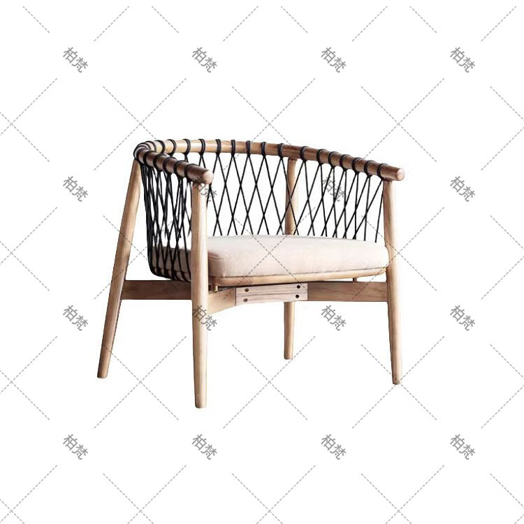 Silla de ocio de madera maciza perezosa de mediana edad, sofá individual de diseño de madera de fresno, silla Hank, silla de tienda de té con leche de café