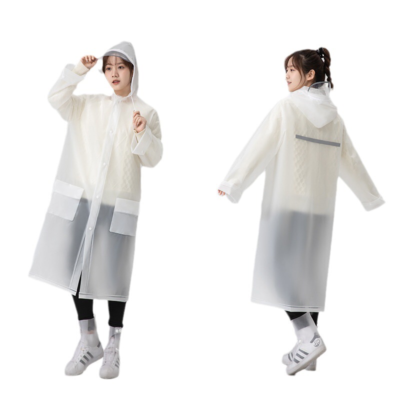 Adult Thickened Eco-Friendly Eva Long Raincoat with Large Brim, Integrated Reflective Strips, Pockets, Wide Sleeves, and Rain Poncho Adult Thickened Eco-Friendly Eva Long Raincoat with Large Brim, Integrated Reflective Strips, Pockets, Wide Sleeves, and Rain Poncho
