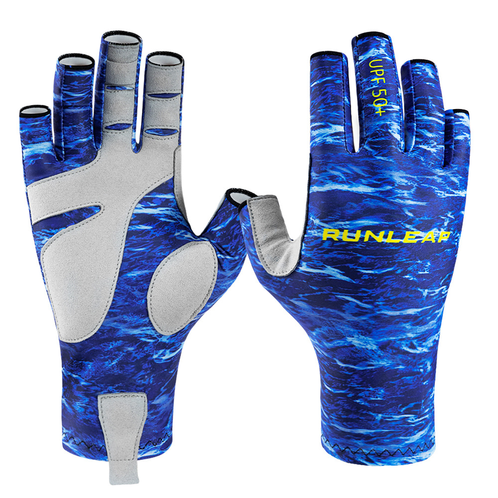 UPF50 +钓鱼手套 防紫外线 防滑手套防晒 半指 户外海钓路亚手套