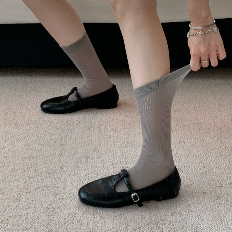 Women's Thin Mid-Calf Socks for Summer, Footless Slouch Socks, Socks to Pair with Slippers, Vertical Striped Ballet-Style Socks for Summer Women's Thin Mid-Calf Socks for Summer, Footless Slouch Socks, Socks to Pair with Slippers, Vertical Striped Ballet-Style Socks for Summer