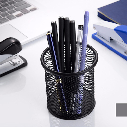 Round metal pen holder office desktop storage large multi-functional large capacity square black pen holder wholesale
