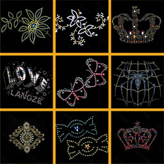 鴻彩棉被燙鑽貼圖案輔料廠家直銷耐高溫蝴蝶平底水鑽燙圖服裝燙鑽