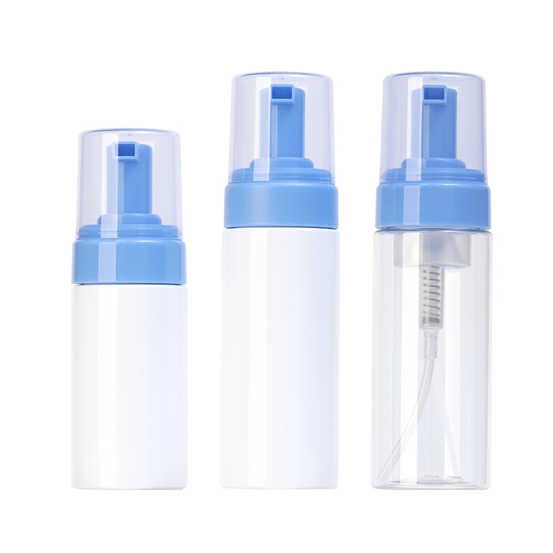 Xumin embalaje 100mL botella de mousse blanco 150ml bomba de espuma azul mate cabeza prensa botella de espuma transparente