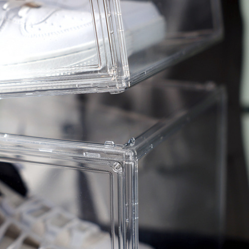 透明可叠加AJ磁吸带盖鞋盒手办包包鞋子展示柜防尘防潮鞋子收纳盒