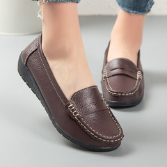2021 Spring and Autumn New Nurse Shoes, Casual Flat Women's Single Shoes, Bean Shoes, Mother Shoes, Calfskin Sole, Direct Manufacturer