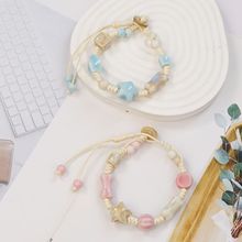 简约甜美陶瓷星星手链女 景德镇瓷珠系设计情侣学生闺蜜编织手绳