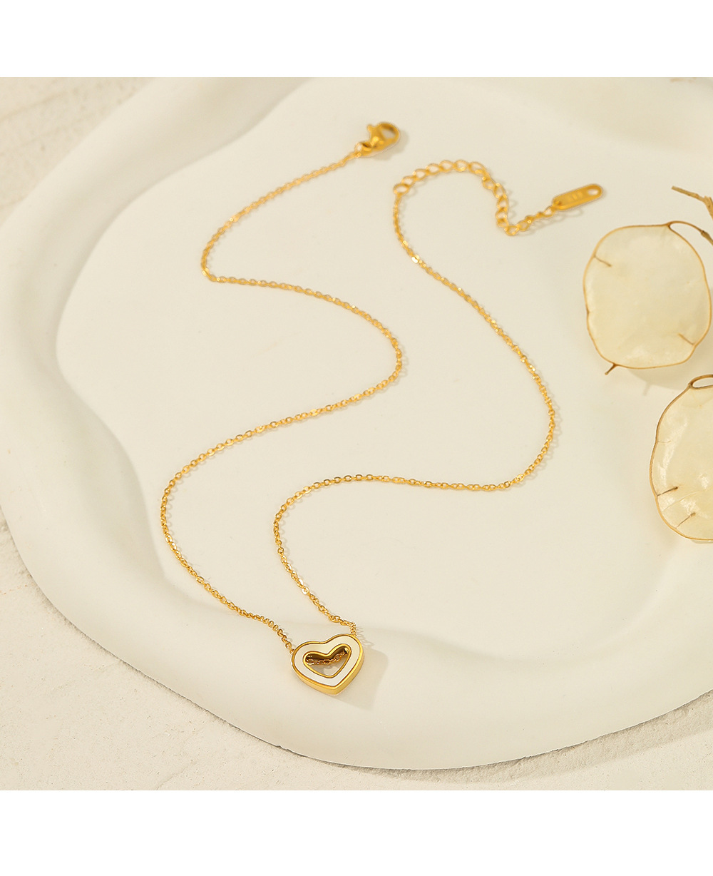 Simple Style Heart Shape Stainless Steel Necklace 1 Piece