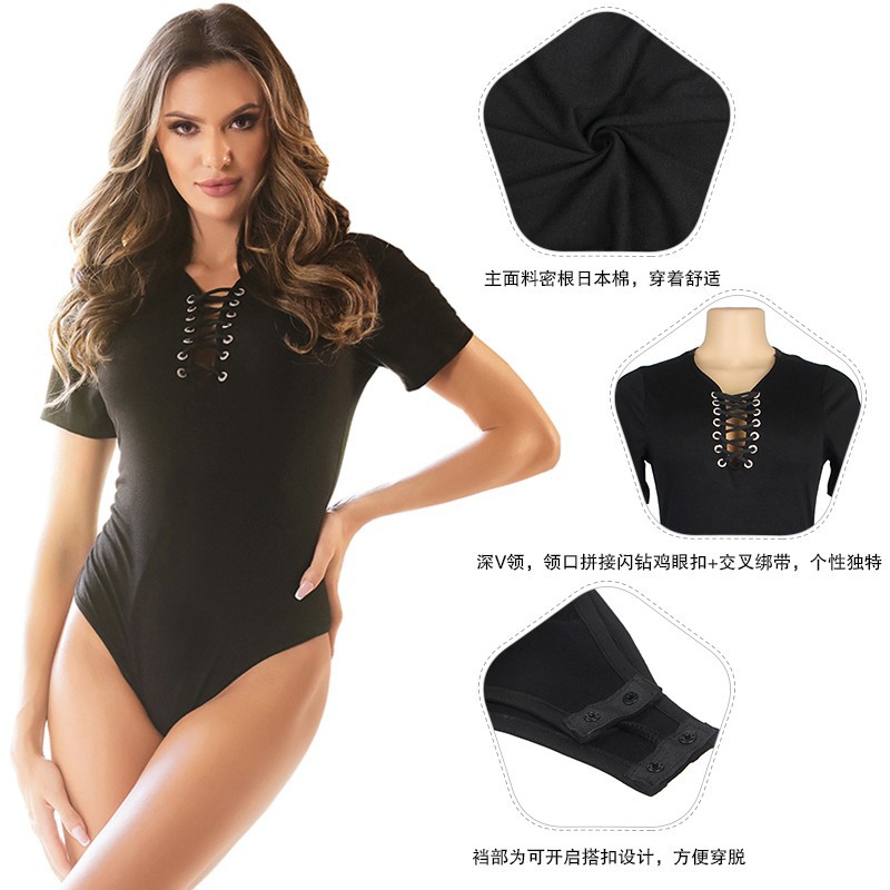 Plus tamaño lencería sexy de manga corta sexy mono gordo hermana 200kg se puede usar fuera pijama de mujer entrepierna abierta libre