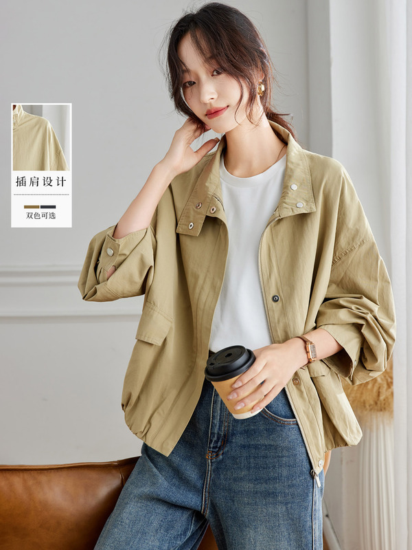 厂家直销 工装风短外套女装秋季新款韩系松紧下摆上衣 批发代发|undefined