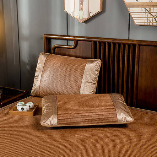 Summer mat rattan mat three-piece set for single dormitory folding ice rattan mat summer household double mat mat wholesale