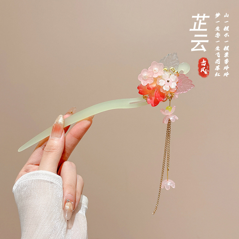 Nueva horquilla china, estilo antiguo femenino, cheongsam, accesorios para el cabello, horquilla de madera en la parte posterior de la cabeza, tocado de horquilla de todo fósforo con sentido avanzado