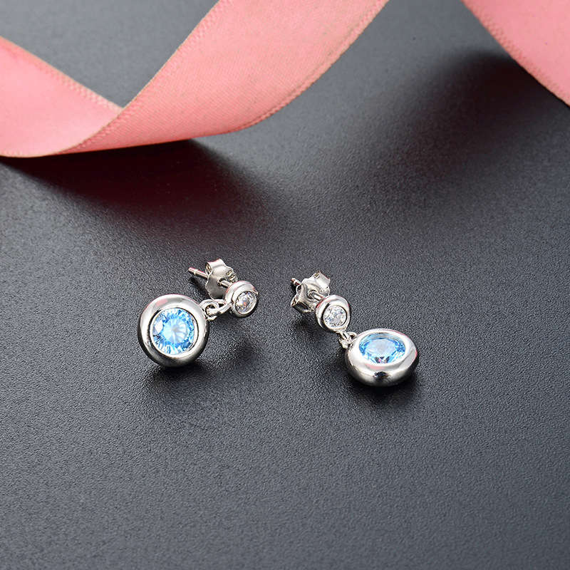 Pendientes de accesorios de diamantes frescos transfronterizos estilo japonés y coreano s925 pendientes de circón de plata pendientes redondos elegantes de las mujeres