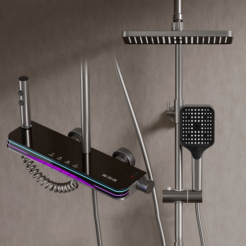 Gisto gris ducha digital baño doméstico presurizado baño frío y caliente ducha al por mayor transfronteriza