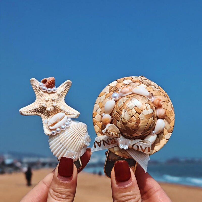Shell, Conch, Straw Hat, Starfish Souvenirs, Cultural and Creative Tourist Memorabilia, Hairpins, Qingdao Tourist Souvenirs, Manufacturer Wholesale