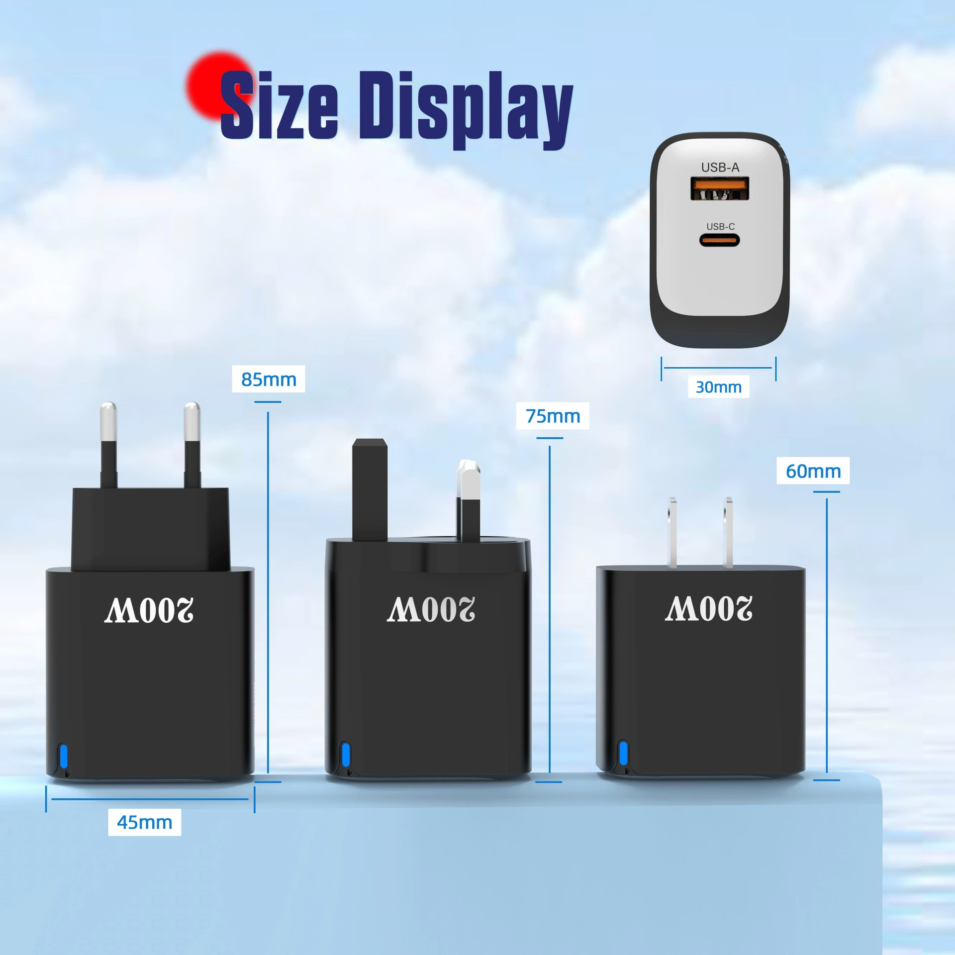 Зарядное устройство частной модели производителя 1C+2USB, европейско-американско-британская вилка, QC3.0, многопортовое зарядное