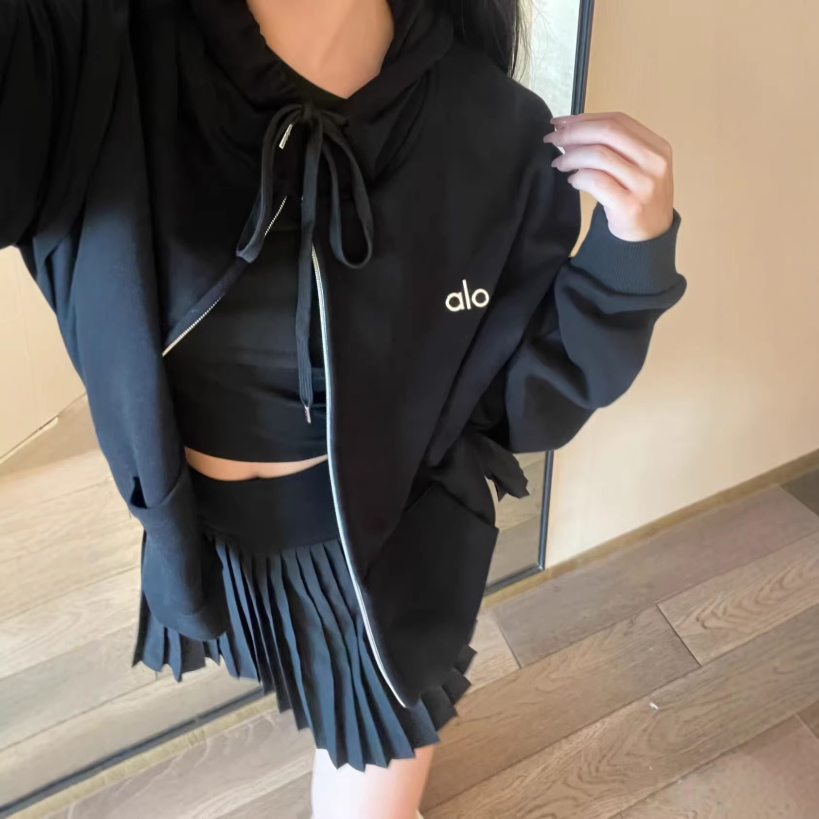 In stock: AIO full-zip hooded cardigan sweatshirt, loose fit, pure cotton, comfortable, fleece-lined, unisex top.